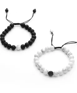 Bracelet couple longue distance noir et blanc